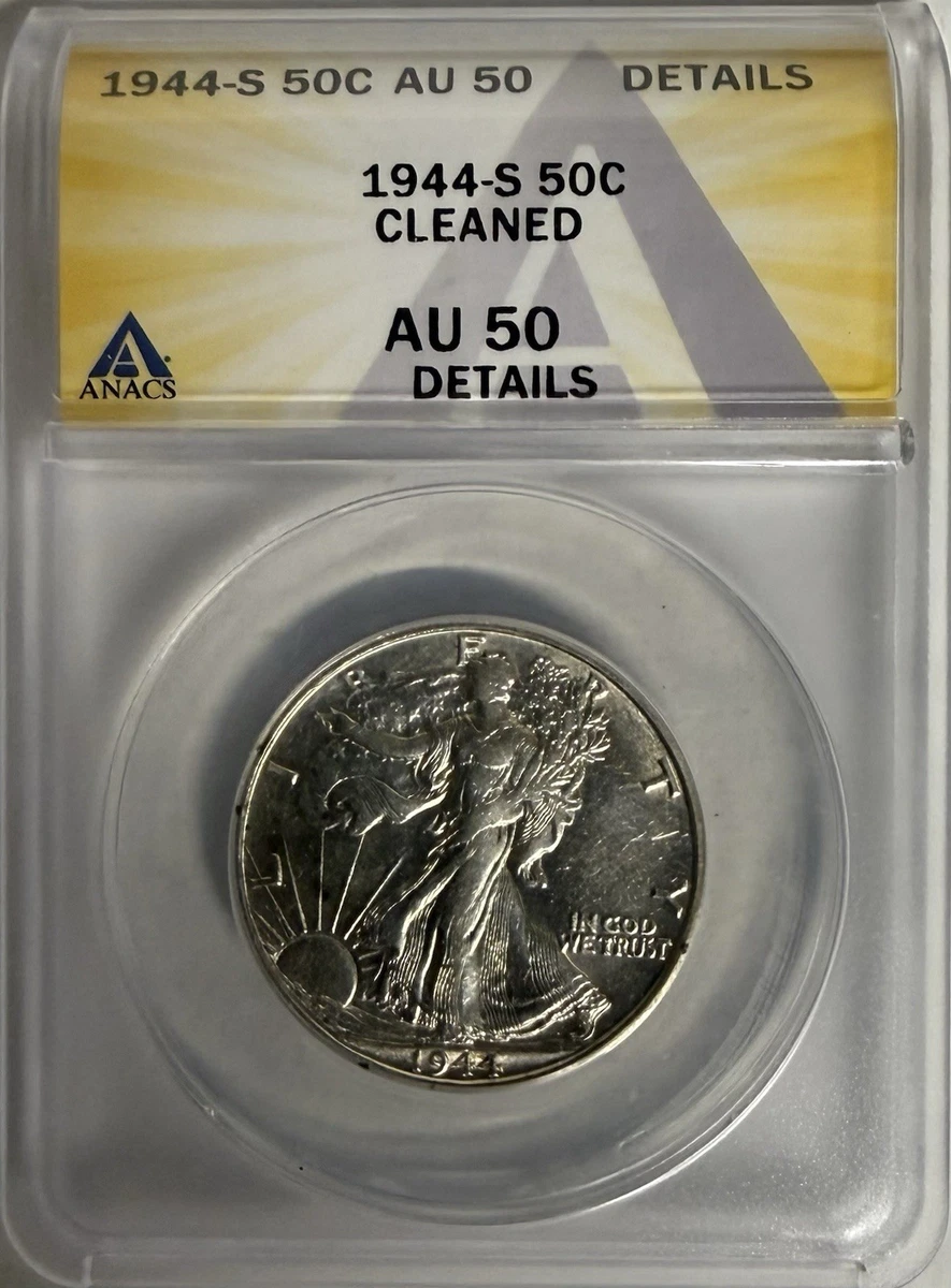AU 50 Graded 1944 Year Liberty Walking Half Dollars (1916-1947