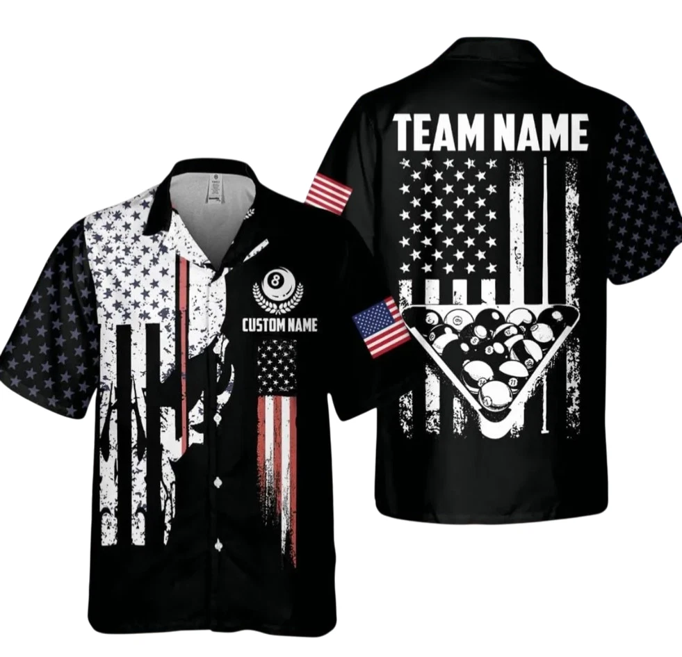 Personalized Billiards Skull Hawaiian Shirt: Custom Player Team Shirt