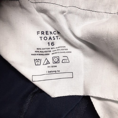 French Toast Girls Cargo Pants Size 16/Blue/Adjustable Waist Uniform Straight - Picture 7 of 14
