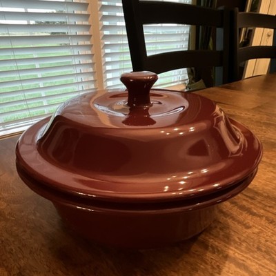 Pampered Chef Red Ceramic Round Casserole Dish With Lid 1.5L Ceramic