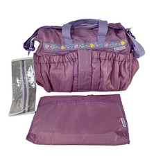 Vintage Baby Connection Diaper Bag Nylon Purple Stripe Teddy Bear Bottle Bag