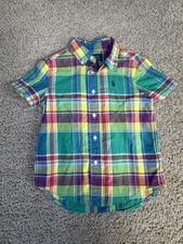 Polo Ralph Lauren Shirt Boys 4 Multicolor Plaid Button-Up Short Sleeve Collared