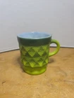 Vintage Anchor Hocking Fire King Kimberly Diamond Coffee Cup Mug Green Retro
