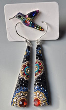 Orecchini QVC Diamonique zirconi placcati sterling/platino ornati gioielli filo francese