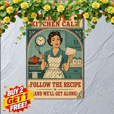 Housewife Cooking Kitchen Recipe Guide Retro Metal Tin Sign Plaque