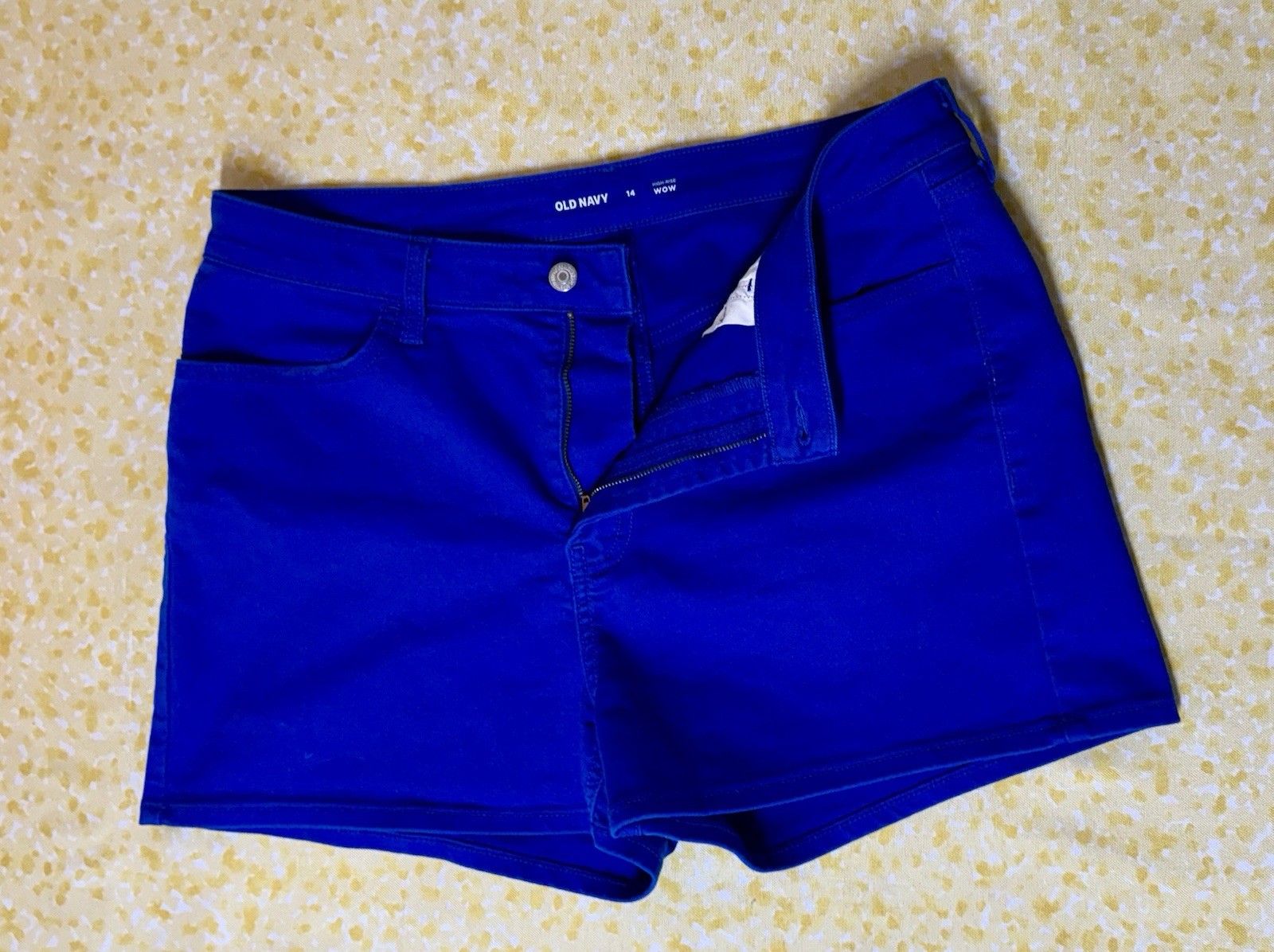 Old Navy WOW High-Rise Chino Shorts Blue Womens 14 Stretch Twill Pockets