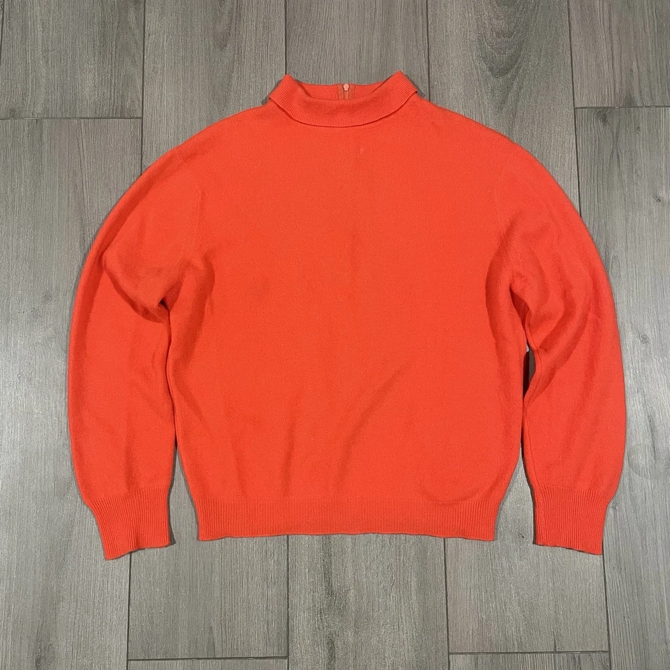 Suéter Dalton 100% Cachemira Virgen Cuello Simulado Naranja 1/2 Cremallera De Colección Años 50 Pequeño Foto 4 de 4