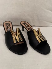 moschino black logo plaque 1.5 Heal mule slides size EU38