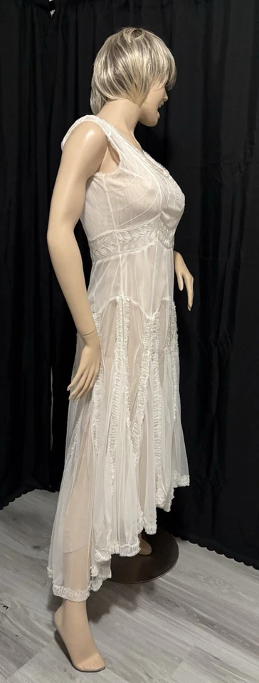 NATAYA WOMENS' WEDDING COCKTAIL MAXI  SHEER IVORY W/COTTON LINING  DRESS S   NEW - Изображение 2 из 4