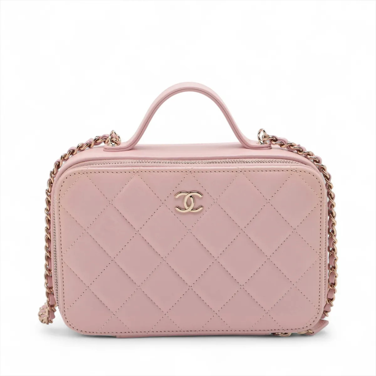 Chanel Matelasse Leather 2 Way Shoulder Bag Vanity Pink Gold Metal Fittings rand