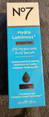 New No7 Hydra Luminous Hydrating Hyaluronic Acid Serum 30ml Nourish Radiance