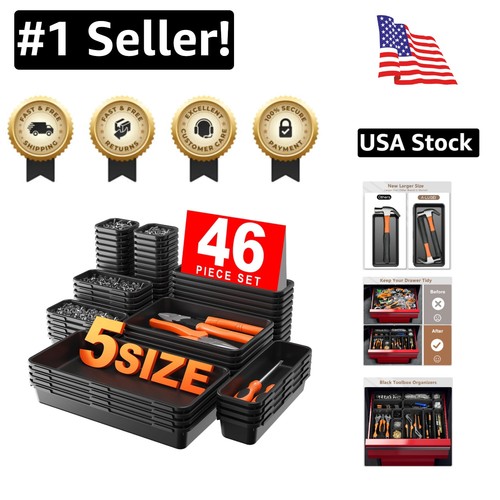 Durable 46PCS Storage Tray Set with Interlocking Design - Versatile Organizer - 第 1/9 張圖片