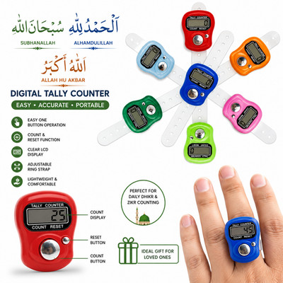 10x Ring Tally Zähler Finger Hand Digital Elektronisch Sicherheit Tasbeeh Tasbih UK