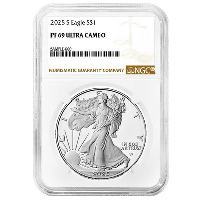 #ad #ad 2025 S Proof $1 American Silver Eagle NGC PF69UC Brown Label $124.95
