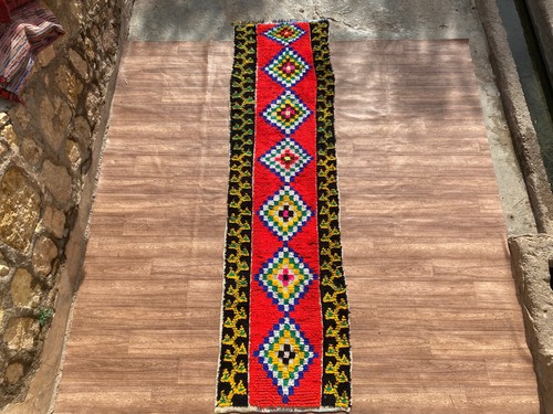 Unique 3x10 Geometric Moroccan Hand-knotted Runner Rug Hallway Carpet Entryway - Picture 6 of 17