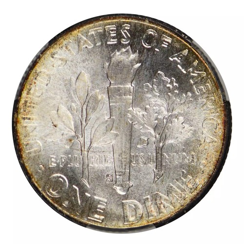 1949-S Roosevelt Silver Dime CACG MS67+ Toner - Picture 2 of 4