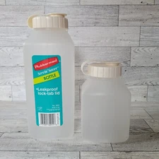 VTG Rubbermaid Servin Saver 1 QT Pint Bottle lids 0229 2467 Label Lot Set Almond