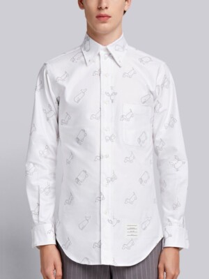 THOM BROWNE HALF-DROP TOY ICON-EMBROIDERED CLASSIC LONG SLEEVE OXFORD SZ 1 READ