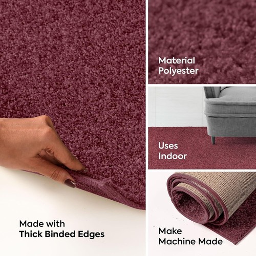 Bright House Solid Color Area Rugs Cranberry - 3' Round Indoor Stain & Fade R... - Picture 5 of 9