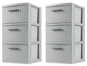 3 Drawer Weave Tower Organizer Plastic Storage Box Cart Sterilite