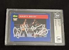 THE NASTY BOYS 1991 CLASSIC WWF SIGNED AUTOGRAPHED CARD BECKETT BAS AUTHENTIC