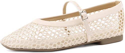 Mesh Ballet Flats Women Ballerina Flats Buckle Strap Casual Fishnet Flat Shoes - Picture 6 of 36