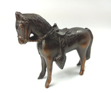 Metal Horse Miniature Figurine Copper Toned Saddle Vintage 2.75x2.25