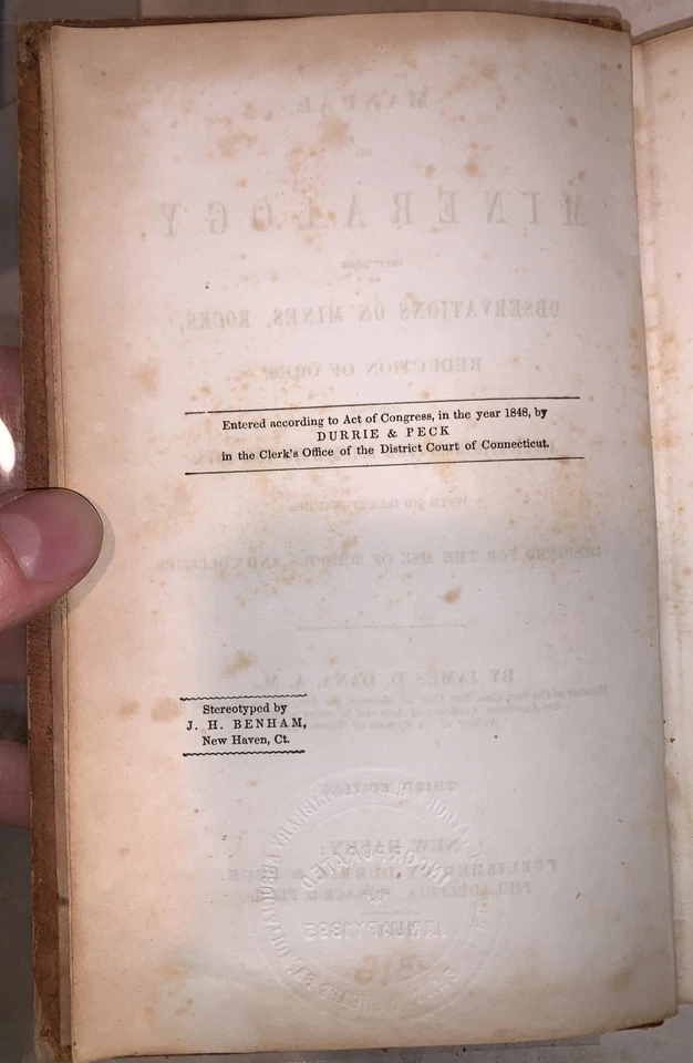 1851, DANA, MANUAL OF MINERALOGY, MINES, ROCKS, REDUCTION OF ORES, GEOLOGY - Image 3 of 4