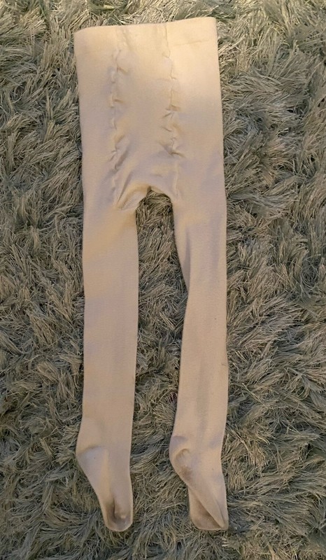 Girls HEAVYWEIGHT COTTON Sweater Footed TIGHTS Ivory White Size 7-8 Medium Warm