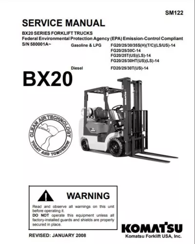 PDF!!! 1100 PAGES Komatsu FG25ST-14 Forklift BX-20 Series Service Repair Manual