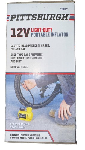 Pittsburgh 12V Light Duty Portable Inflator! Easy to Read Pressure Guage - Picture 3 of 3
