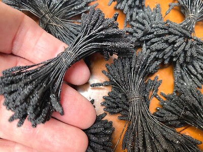 vintage 1940s antique 48 double head peps stamens black 1 bunch made in Germany
