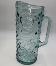 44 oz Glass Lemonade Pitcher - Aqua Teal - Sangria Margaritas - Embossed Fruit