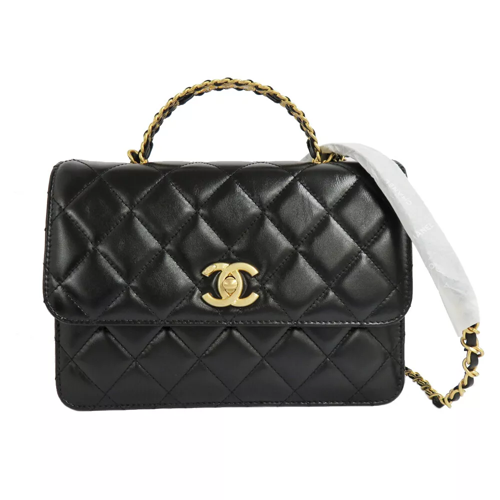Chanel Flap Bag Lambskin With Top Handle Goldtone Small Gray in Lambskin with Goldtone US #26 Chanel Flap Bag Lambskin With Top Handle Goldtone Small Gray in Lambskin with Goldtone US
