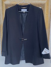 NWT Calvin Klein Size 6 Black 3/4 Sleeve Lined Blazer Jacket Shoulder Pads