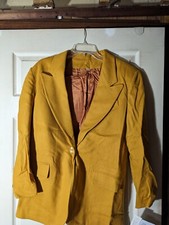 vintage bloomingdales one button gold blazer medium size