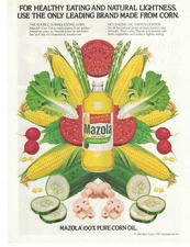 Mazola Corn Oil Healthy Eating Vivid Colors Colorful 1982 Vintage Print Ad