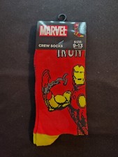 MARVEL IRON MAN Novelty 2 Pair Crew Socks Adult Size 9-13 NWT Unisex