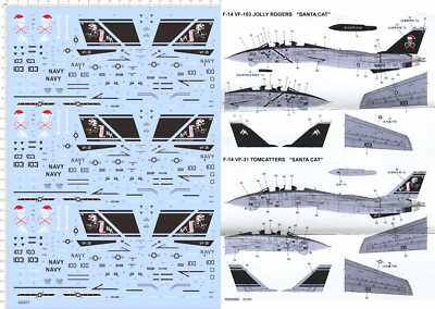 1/72 USAF F-14B F-14D TOMCAT VF-103 31 SANTA CAT Fighter Model Water Slide Decal