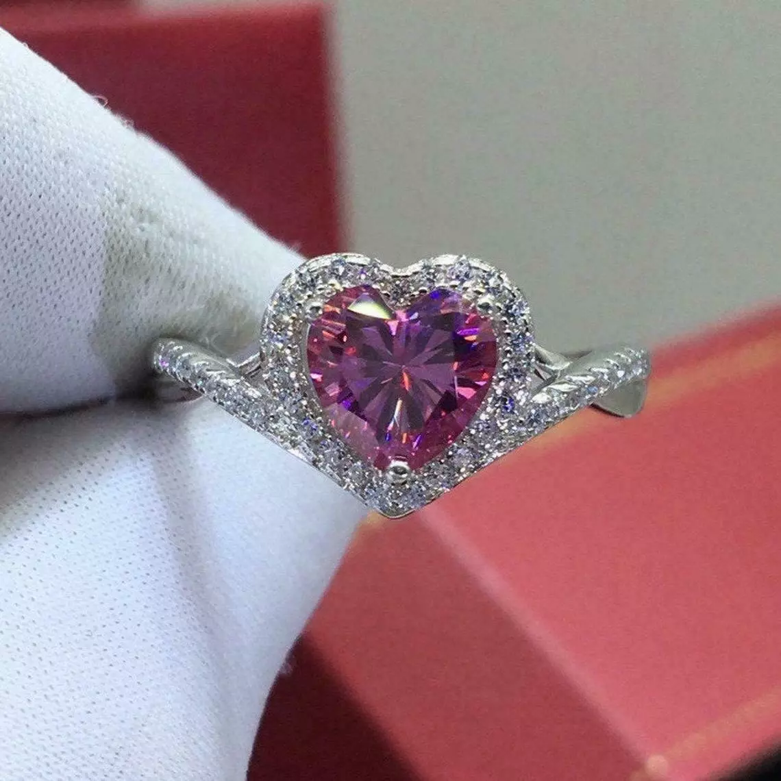 Pink sapphire hotsell heart ring