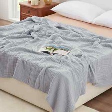 6 Layer Cotton Muslin Blanket, 108"x90" Muslin King Size Blanket for Bed Couch,