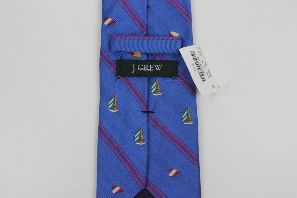 Corbata de seda J CREW. Azul con veleros y banderas. Foto 3 de 4