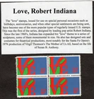 LOVE by ROBERT INDIANA  * VINTAGE US POSTAGE STAMPS BLOCK MNH