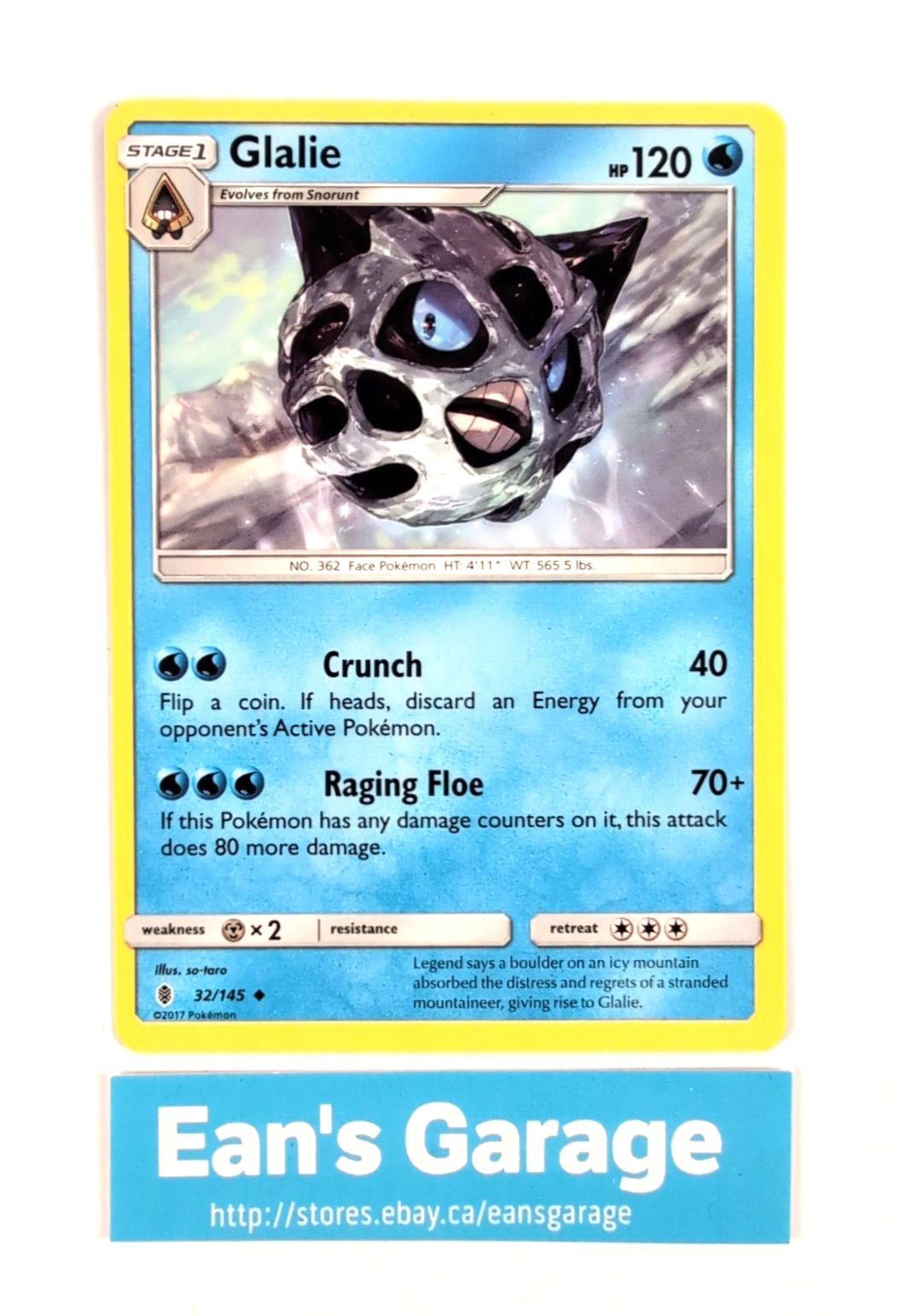Pokemon Glalie Stage 1 32/131 Guardians Rising Uncommon - MN