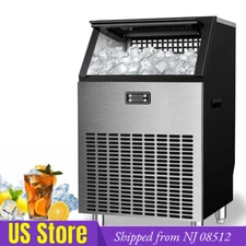 265lbs/24h Commercial Ice Maker,  Square Ice Cube, 55lbs Storage,from GA 08512