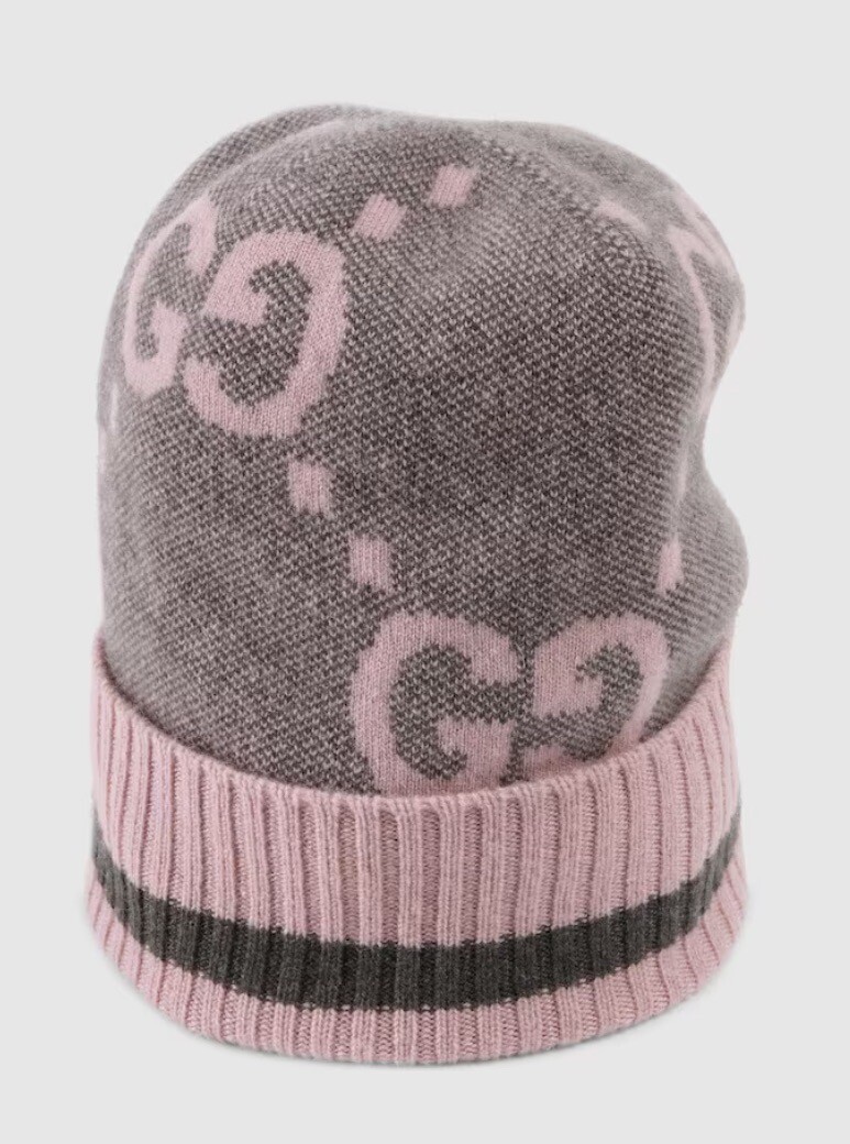 GUCCI GG Knit Cashmere Hat - Size M (Pink/Grey) | eBay