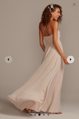 David's Bridal Celebrate DB Studio Spaghetti Strap Full Skirt Gown Martini  Olive | eBay