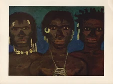 1959 Vintage EMIL NOLDE "NEW GUINEA SAVAGES" COLOR offset Art Lithograph Print