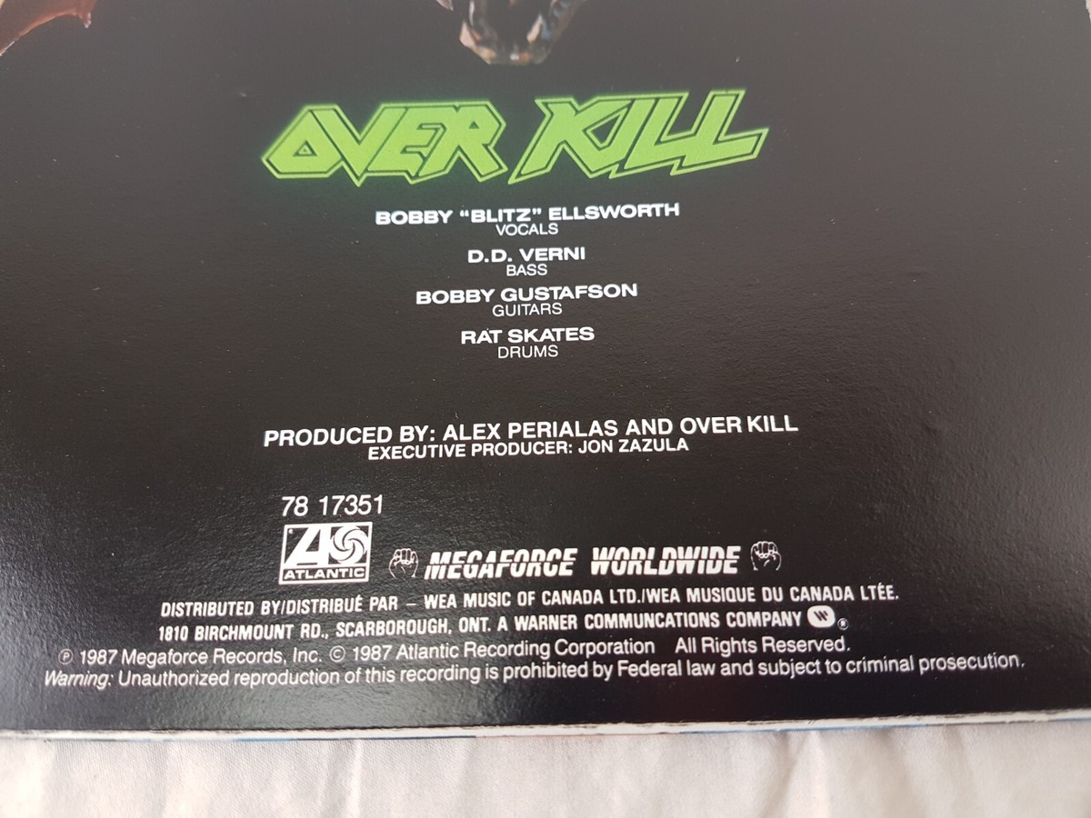 Overkill Taking Over LP Vinyl Record Original 1987 Thrash