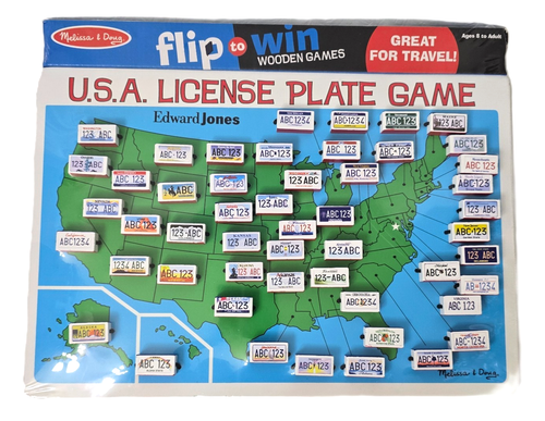 Melissa Doug Game Flip to Win USA License Plate Travel Game Kids Adults Wood NEW